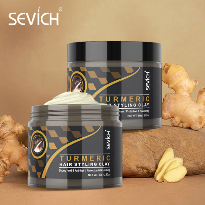 Sevich Turmeric /Tea Tree Long Lasting 80g Hair Styling Matte Hair Clay Lasting Stereotype Matte Clay Strong Hold Hair Wax