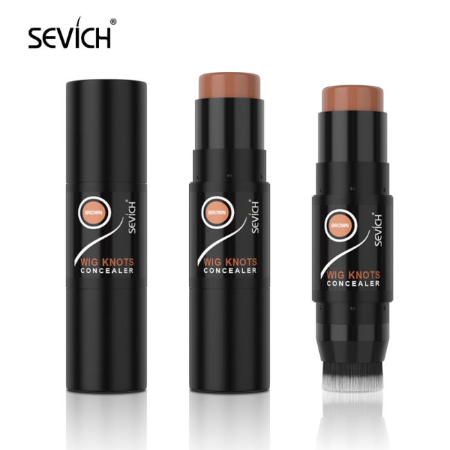 Sevich 2In1 Wig Knots Healer Wig Lace Tint Stick with Brush Lace Dyeing Pen Sweatproof Hairline Coloring Hide Stick 4 Color