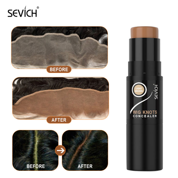 Sevich 2In1 Wig Knots Healer Wig Lace Tint Stick with Brush Lace Dyeing Pen Sweatproof Hairline Coloring Hide Stick 4 Color