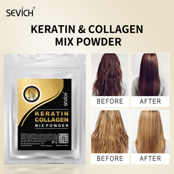 Sevich 25g Keratin Collagen Mix Powder Silky Moisturizing Repair Hair Scalp Care Vitamins Treatment Mix Serum Powder Hair Mask