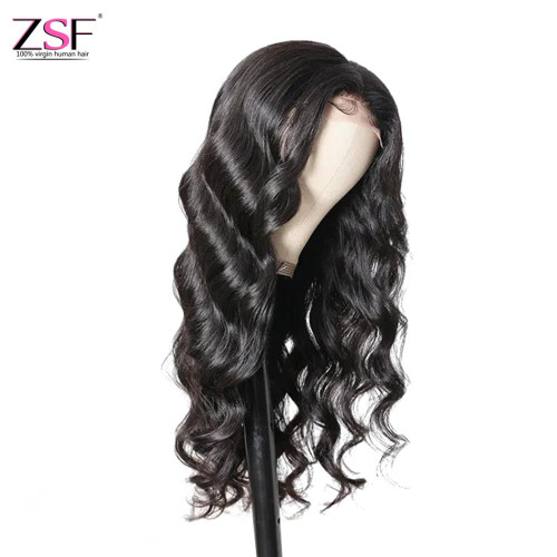 ZSF Hair 4*4/5*5 Lace Closure Wig Body Wave Virgin Hair Unprocessed Human Hair 1Piece Natural Black
