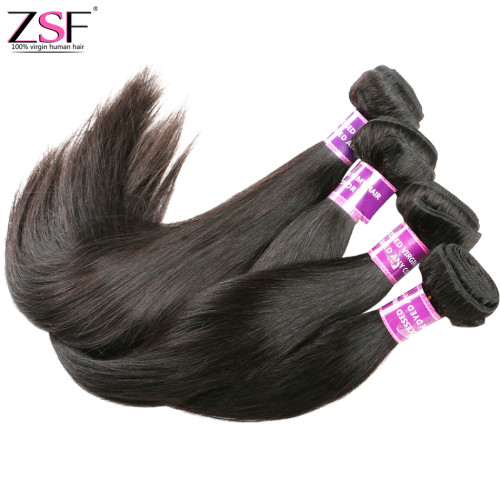 Free Shippng ZSF Hair 8A Grade Straight Virgin Hair 3Bundles With 4*4 Closure 100% Human Hair Extension Natural Black