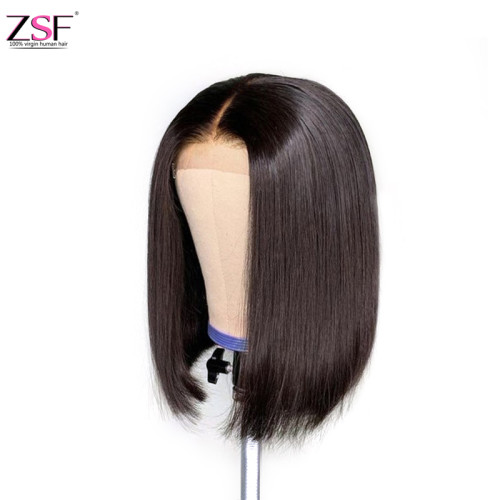 ZSF Hair Bob Lace Wig Brazilian Straight Virgin Hair Unprocessed Human Hair 1Piece
