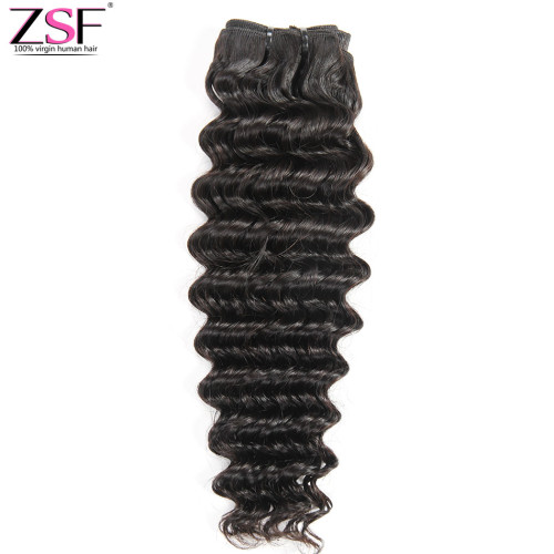 Free Shippng ZSF Hair 8A Grade Deep Curly Virgin Hair 3Bundles With 13*4 Lace Frontal Natural Black
