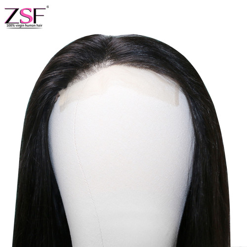 ZSF Hair 4*4/5*5 HD Lace Closure Wig Straight Virgin Hair Unprocessed Human Hair 1Piece Natural Black