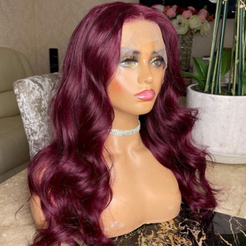 ZSF Hair 99j Body Wave 4*4/5*5/13*4/360 Lace Wig Brazilian Colored Human Virgin Hair One Piece