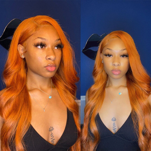 ZSF Hair Ginger Body Wave 4*4/5*5/13*4/360 Lace Wig Brazilian Colored Orange Human Virgin Hair One Piece