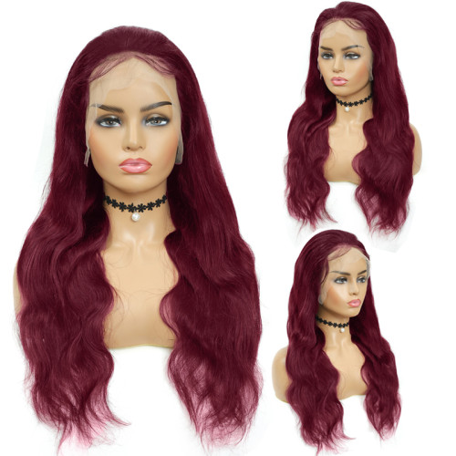 ZSF Hair Burgundy Lace Wig Body Wave Colored Human Virgin Hair 4*4/5*5/13*4/360 One Piece.