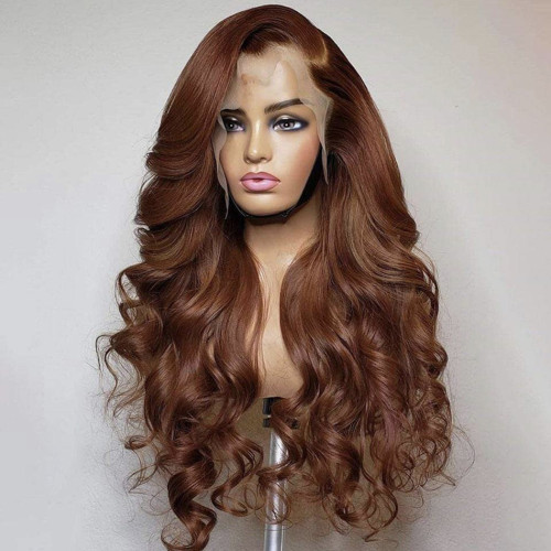 ZSF Hair 33# Chestnut Brown Body Wave 4*4/5*5/13*4 Lace Wig Brazilian Colored Human Virgin Hair One Piece