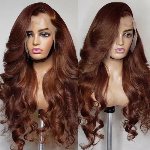 ZSF Hair 33# Chestnut Brown Body Wave 4*4/5*5/13*4 Lace Wig Brazilian Colored Human Virgin Hair One Piece