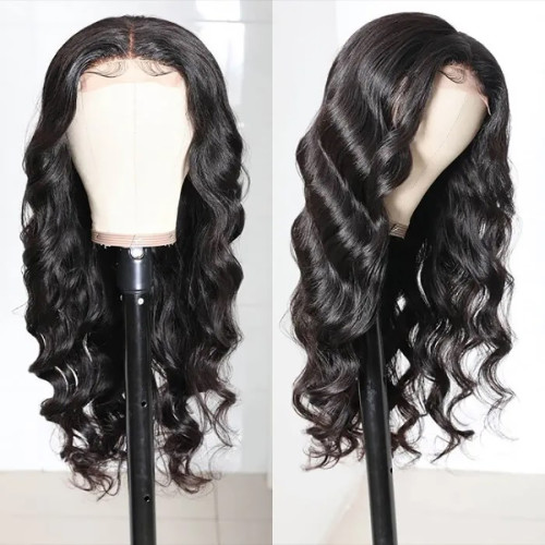 ZSF Hair 4*4/5*5 Lace Closure Wig Body Wave Virgin Hair Unprocessed Human Hair 1Piece Natural Black