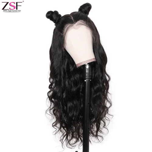 ZSF Hair HD Lace Frontal Wig Body Wave Virgin Hair Unprocessed Human Hair 1Piece Natural Black