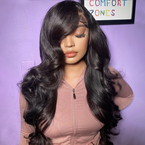 ZSF Hair Body Wave 13*4 Lace Frontal Wig Unprocessed Human Virgin Hair 1Piece Natural Black