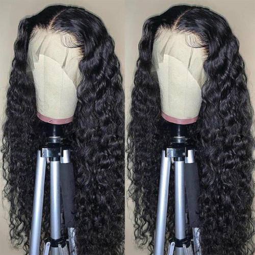 ZSF Hair Deep Curly 13*4 Lace Frontal Wig Unprocessed Human Virgin Hair 1Piece Natural Black