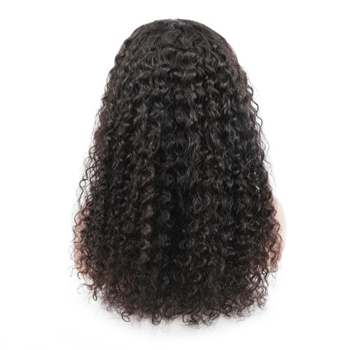 ZSF Hair Water Wave Invisible Glueless 13*4 Lace Frontal Wig Dome Cap Beginner Friendly Unprocessed Human Virgin Hair 1Piece Natural Black