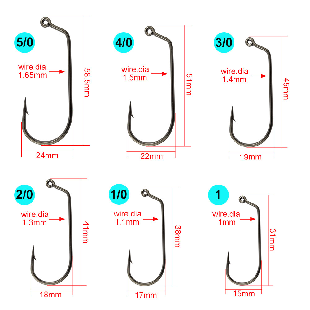 Natufish 60 Degree Jig Hooks 25Pcs Inline Jig Hook,Fishing Long Shank