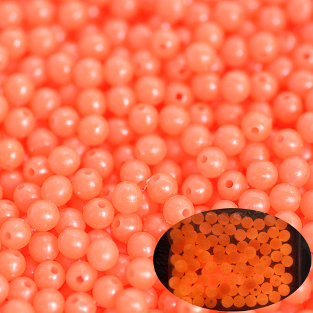 100pcs/lot Fishing Beads Stopper 4mm 5mm 6mm 8mm 10mm Luminous Round  Fishing Space Beans Stops Soft Rubber Rig Lure Accessories