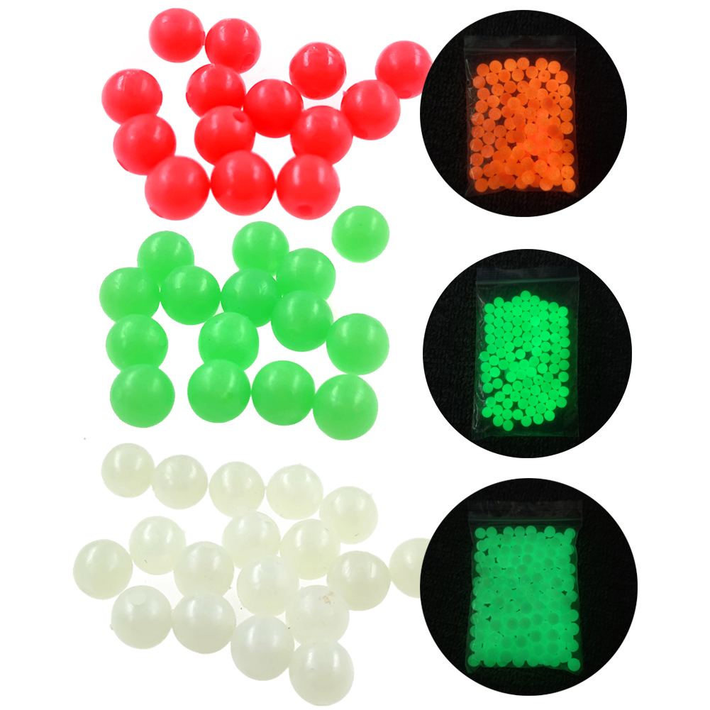 Soft Fishing Beads Stopper 3mm-12mm Luminous Round Fishing Space Beans  Stops Soft Rubber Rig Lure Accessories