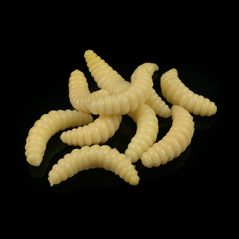 100 PCs Exceepand 2cm Plastic Soft Fishing Lure Worm Maggot Grub Bait Carp  Trout Swimbait Artificial Silicone Earthworm