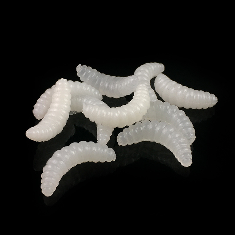 100 PCs Exceepand 2cm Plastic Soft Fishing Lure Worm Maggot Grub Bait Carp  Trout Swimbait Artificial Silicone Earthworm