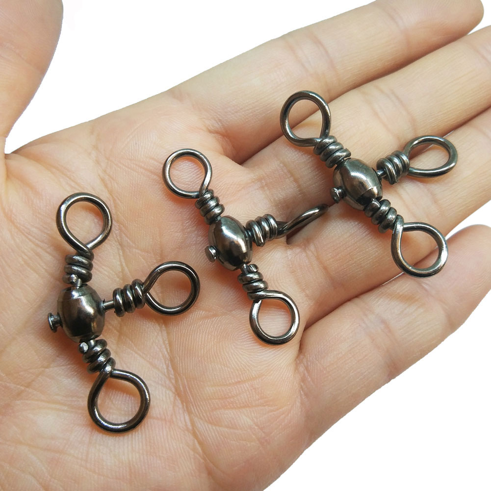 Unclesport 100Pcs Fishing Barrel Swivel with Duoble Safety Snaps