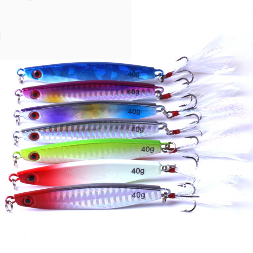 Cheap Metal Jig Fishing Lures for Saltwater 40g Sinking Lead Fishing Jigs  Micro Jigging Bait with Assist Hooks Fishing Tackle Casting Lures for Bass  Trout