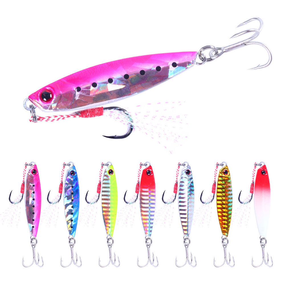 Cheap Metal Jig Fishing Lures for Saltwater 40g Sinking Lead Fishing Jigs  Micro Jigging Bait with Assist Hooks Fishing Tackle Casting Lures for Bass  Trout