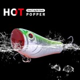 Popper Fishing Lures 5CM 7.4G 8# hooksTop water Crank Bait Bass Plastic Hard Bait 4 color two hooks