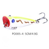 popper lures fishing lure small float plastic Popper Crank Bait fishing Lures Hard bait 5CM 4.9G 8# hooks Stick bait