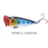 popper lures fishing lure small float plastic Popper Crank Bait fishing Lures Hard bait 5CM 4.9G 8# hooks Stick bait