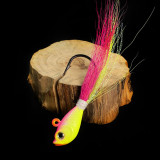 Bucktail Jig Head Hook Teaser Deep Sea Fishing Metal Jig Lure Jigging Hair