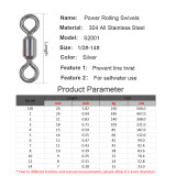 304 Stainless Steel Crane Rolling Swivel for Saltwater Sea Fishing . Rated 15kg-230kg