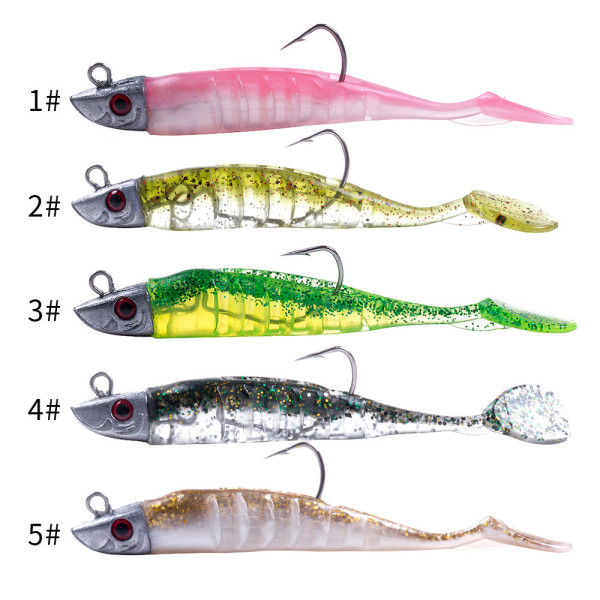 Rubber Soft bait with Jig hook , silicone bait for Ice fishing  9cm/3.5in 15g/0.53oz  11cm/4.3inch 25g/0.88oz