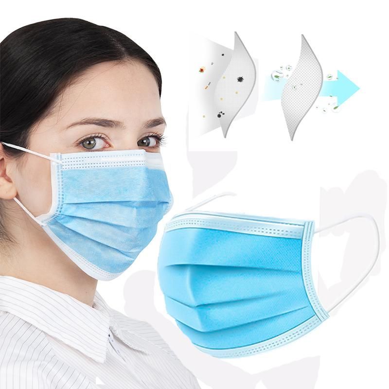 50Pcs Disposable Earloop Pleated CE Certificate 3 Ply Non Woven Face Masks