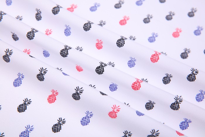 Men's Microfiber Lifestyle Printed Short Sleeve Dress Shirts White Pineapple