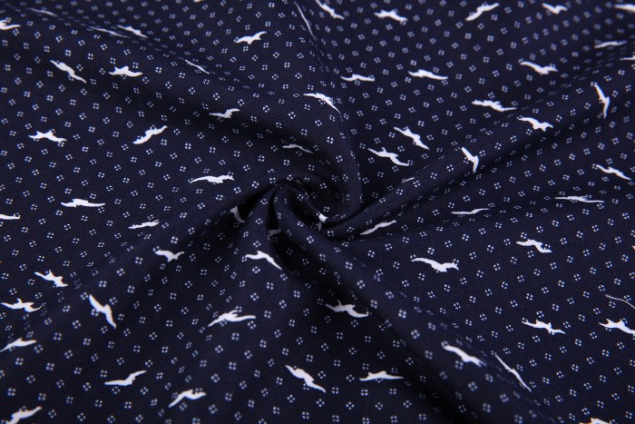 Men's Microfiber Lifestyle Printed Short Sleeve Dress Shirts Navy Seagull