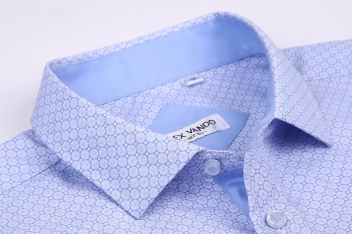 Men's Microfiber Casual Printed Short Sleeve Dress Shirts White Circle
