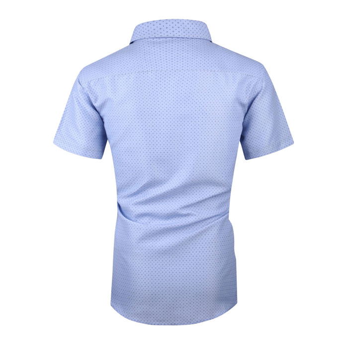 Men's Microfiber Casual Printed Short Sleeve Dress Shirts White Point