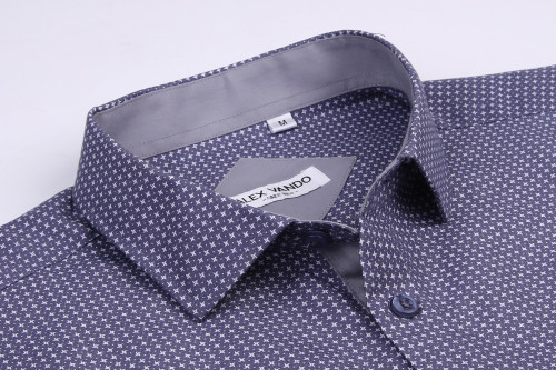 Men's Microfiber Casual Printed Short Sleeve Dress Shirts Grey Star