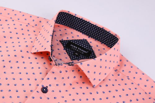 Men's Microfiber Lifestyle Printed Short Sleeve Dress Shirts Pink