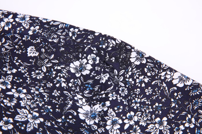 Men's Microfiber Lifestyle Printed Long Sleeve Dress Shirts Black Flower