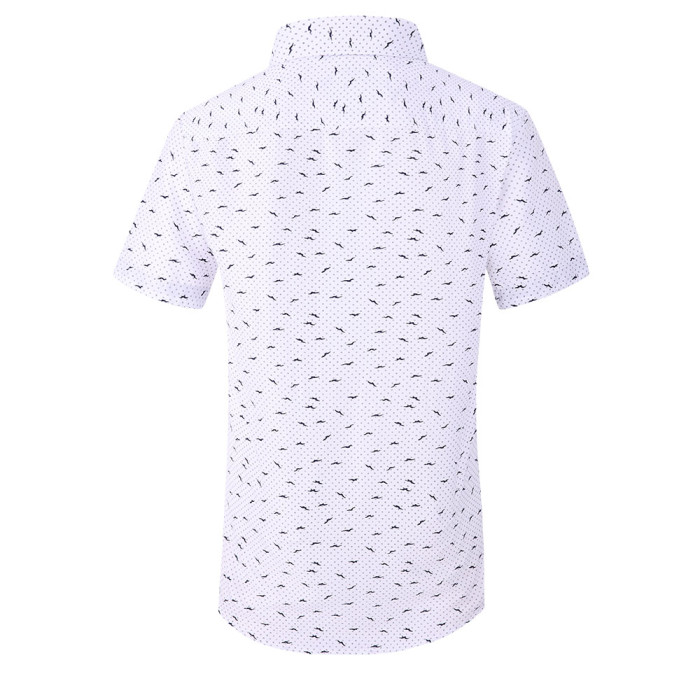 Men's Microfiber Lifestyle Printed Short Sleeve Dress Shirts White Seagull