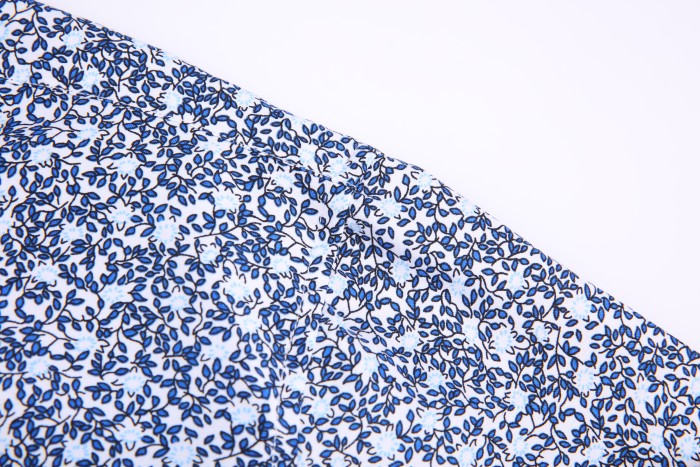 Men's Microfiber Lifestyle Printed Long Sleeve Dress Shirts White Flower