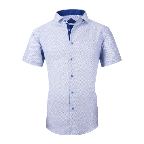 Men's Microfiber Casual Printed Short Sleeve Dress Shirts White Corss