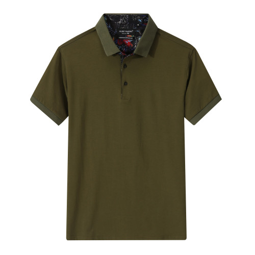 Men's Casual Regular Fit Short Sleeve Polo Shirts Army Green