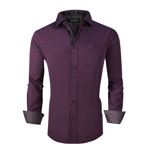 Mens Recycle Bamboo Fabric Long Sleeve Shirts Purple