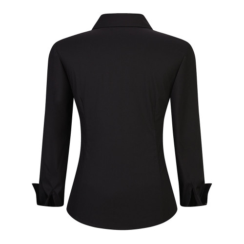 Womens Recycle Bamboo Fabric Long Sleeve Shirts Black