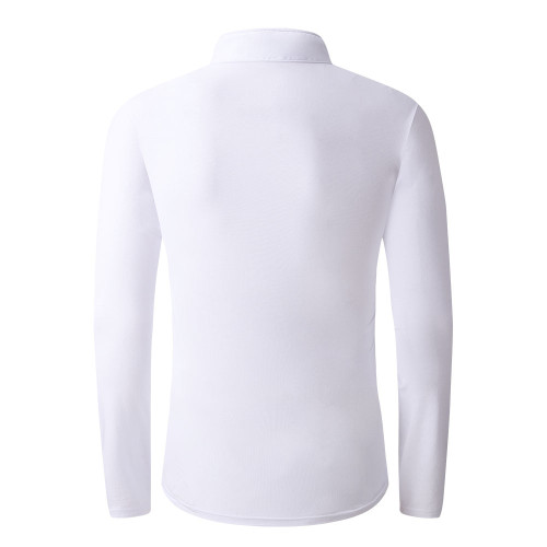 Mens Regular Fit Long Sleeve Polo Shirts White