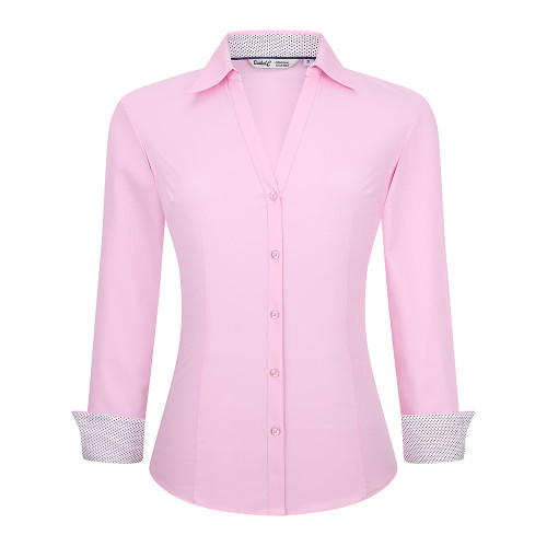 Womens Recycle Bamboo Fabric Long Sleeve Shirts Pink