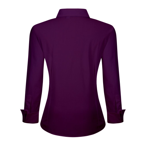 Womens Long Sleeve Cotton Stretch Work Shirt Purple